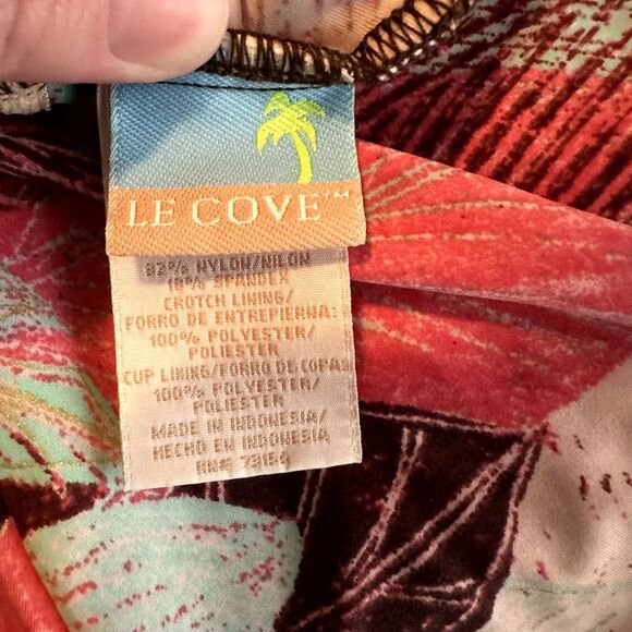 Le Cove One-Piece Swim Size 12 Floral Tropical Ruched Tummy Control Swimwear - Picture 6 of 7